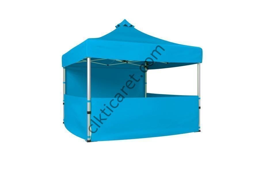 CLK 3x3 40 mm Katlanabilir Tente Gazebo Çadır Gazebo Çadır 1 Tam Duvar 3 Yarım Duvar Açık Mavi (Turkuaz)