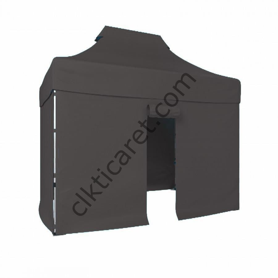 CLK 2x3 Katlanabilir Tente Gazebo Portatif Çadır 30 mm 3 Yan Kapalı 1 Kapılı Gri