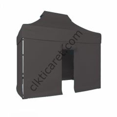 CLK 2x3 Katlanabilir Tente Gazebo Portatif Çadır 30 mm 3 Yan Kapalı 1 Kapılı Gri