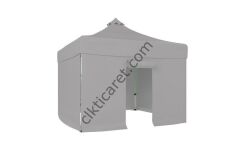 CLK 3x3 40 mm Katlanabilir Tente Gazebo Çadır Gazebo Çadır 3 Yan Kapalı 1 Kapılı Açık Gri