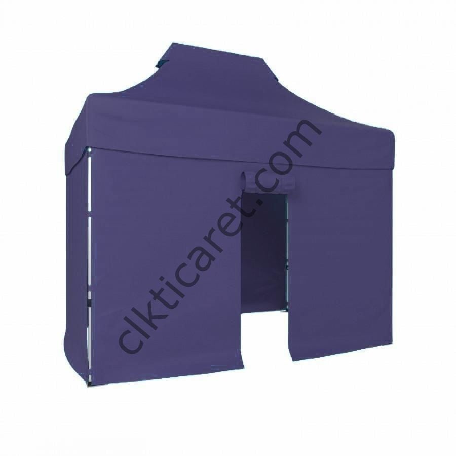 CLK 2x3 Katlanabilir Tente Gazebo Portatif Çadır 30 mm 3 Yan Kapalı 1 Kapılı Lacivert
