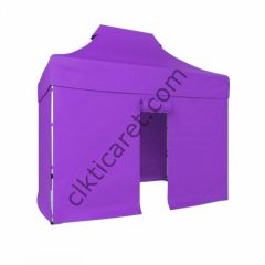 CLK 2x3 Katlanabilir Tente Gazebo Portatif Çadır 30 mm 3 Yan Kapalı 1 Kapılı Lila