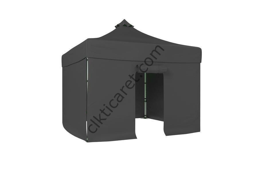 CLK 3x3 40 mm Katlanabilir Tente Gazebo Çadır Gazebo Çadır 3 Yan Kapalı 1 Kapılı Gri