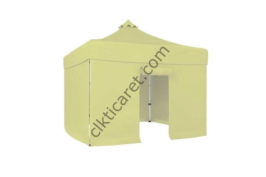 CLK 3x3 40 mm Katlanabilir Tente Gazebo Çadır Gazebo Çadır 3 Yan Kapalı 1 Kapılı Krem