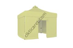 CLK 3x3 40 mm Katlanabilir Tente Gazebo Çadır Gazebo Çadır 3 Yan Kapalı 1 Kapılı Krem