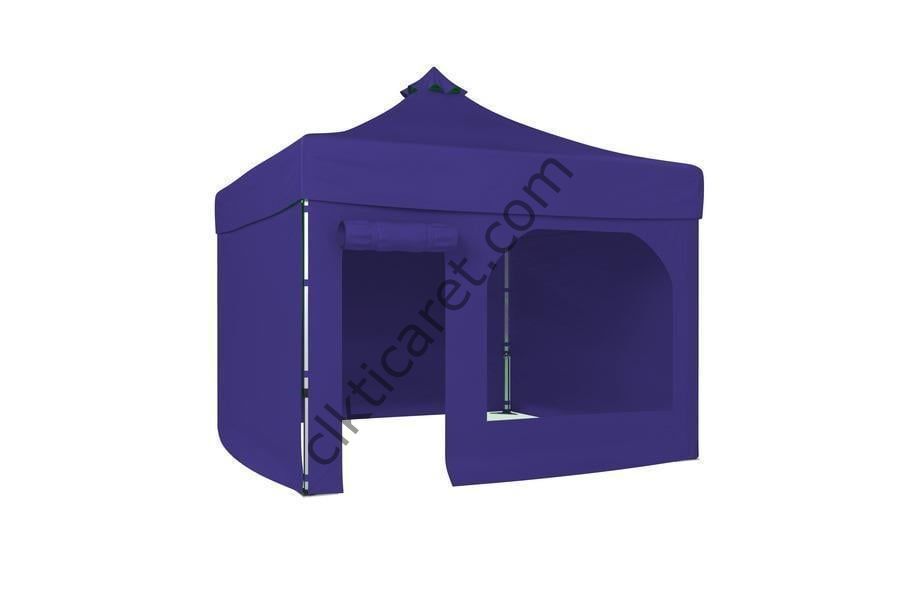 CLK 4x4 40 mm Katlanabilir Tente Gazebo Çadır Gazebo Çadır 3 Yan Kapalı 1 Yan Kapı ve Pencereli Lacivert