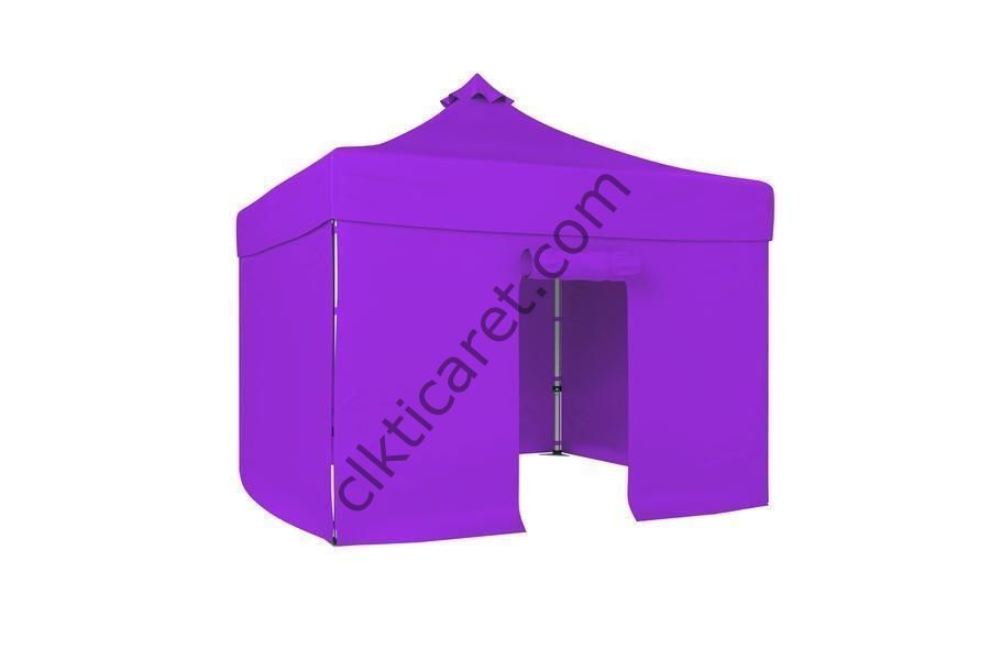 CLK 3x3 40 mm Katlanabilir Tente Gazebo Çadır Gazebo Çadır 3 Yan Kapalı 1 Kapılı Lila
