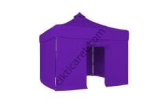 CLK 3x3 40 mm Katlanabilir Tente Gazebo Çadır Gazebo Çadır 3 Yan Kapalı 1 Kapılı Mor