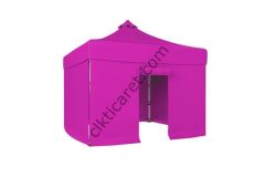 CLK 3x3 40 mm Katlanabilir Tente Gazebo Çadır Gazebo Çadır 3 Yan Kapalı 1 Kapılı Pembe