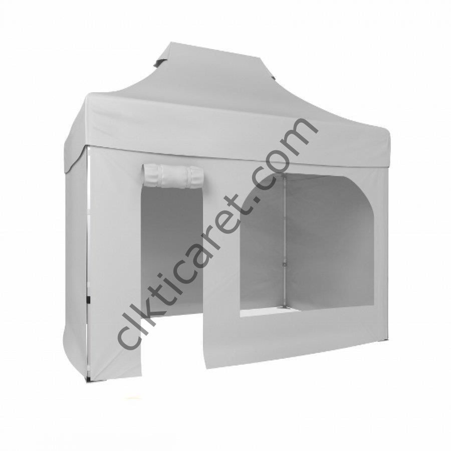 CLK 2x3 Katlanabilir Tente Gazebo Portatif Çadır 3 Yan Kapalı 1 Yan Kapı ve Pencereli Beyaz