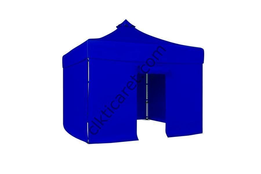 CLK 3x3 40 mm Katlanabilir Tente Gazebo Çadır Gazebo Çadır 3 Yan Kapalı 1 Kapılı Saks Mavi