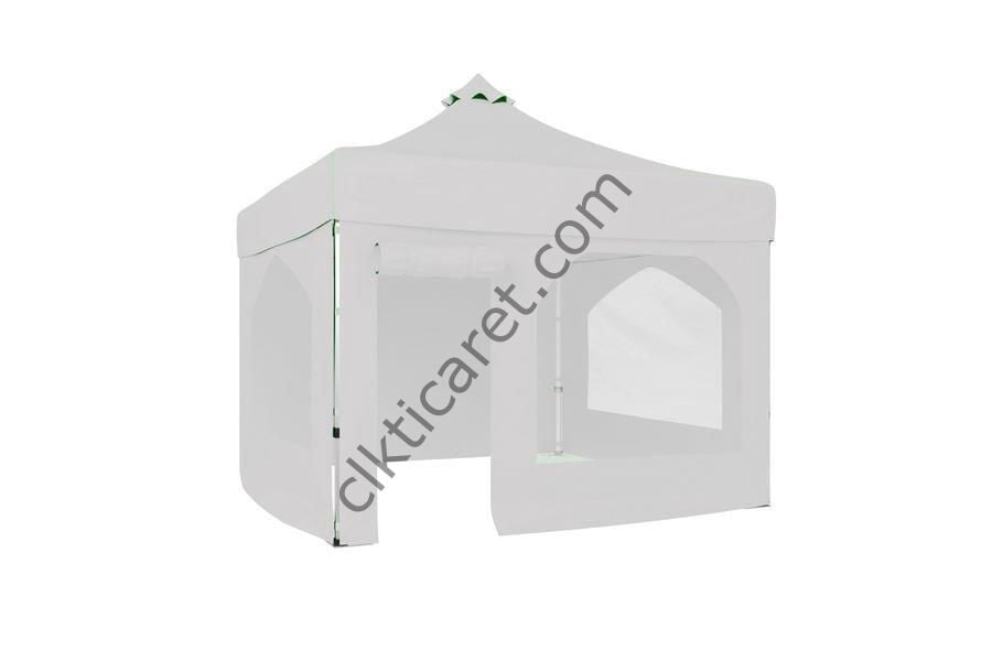 CLK 4x4 40 mm Katlanabilir Tente Gazebo Çadır Gazebo Çadır 2 Yan Pencereli 1 Yan Aksesuarsız 1 Yan Kapı ve Pencereli Beyaz