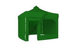 CLK 3x3 40 mm Katlanabilir Tente Gazebo Çadır Gazebo Çadır 3 Yan Kapalı 1 Yan Kapı ve Pencereli Benetton Yeşil