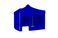 CLK 3x3 40 mm Katlanabilir Tente Gazebo Çadır Gazebo Çadır 3 Yan Kapalı 1 Yan Kapı ve Pencereli Saks Mavi