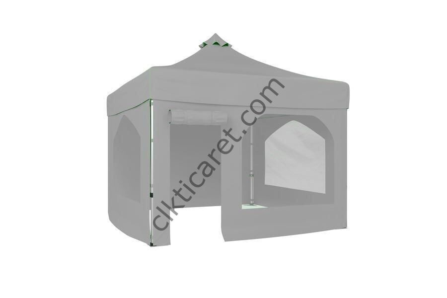 CLK 3x3 40 mm Katlanabilir Tente Gazebo Çadır Gazebo Çadır 2 Yan Pencereli 1 Yan Aksesuarsız 1 Yan Kapı ve Pencereli Açık Gri