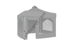 CLK 3x3 40 mm Katlanabilir Tente Gazebo Çadır Gazebo Çadır 2 Yan Pencereli 1 Yan Aksesuarsız 1 Yan Kapı ve Pencereli Açık Gri