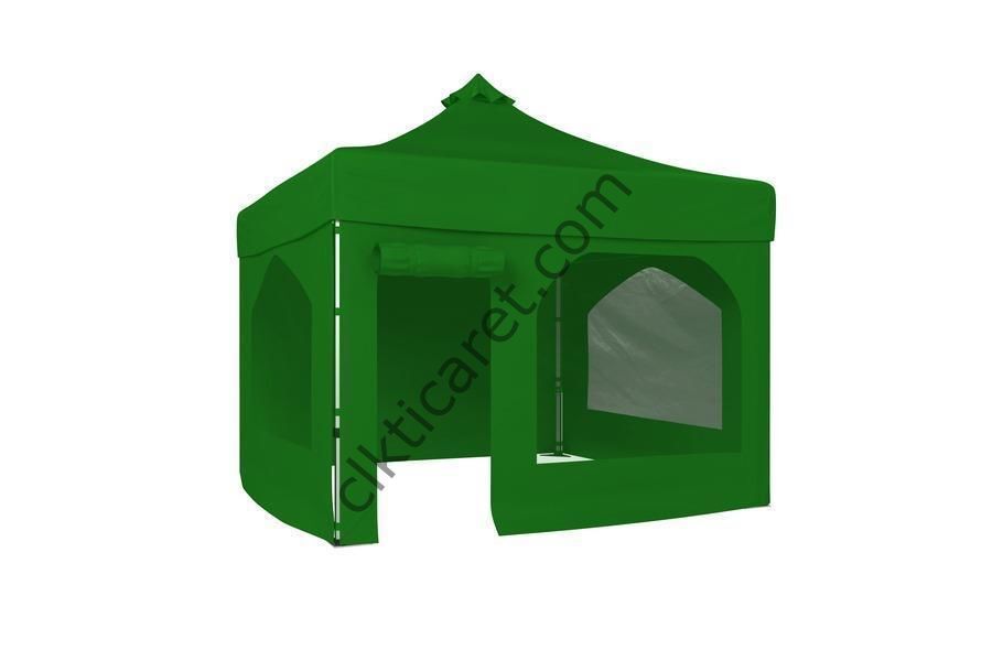 CLK 3x3 40 mm Katlanabilir Tente Gazebo Çadır Gazebo Çadır 2 Yan Pencereli 1 Yan Aksesuarsız 1 Yan Kapı ve Pencereli Benetton Yeşil