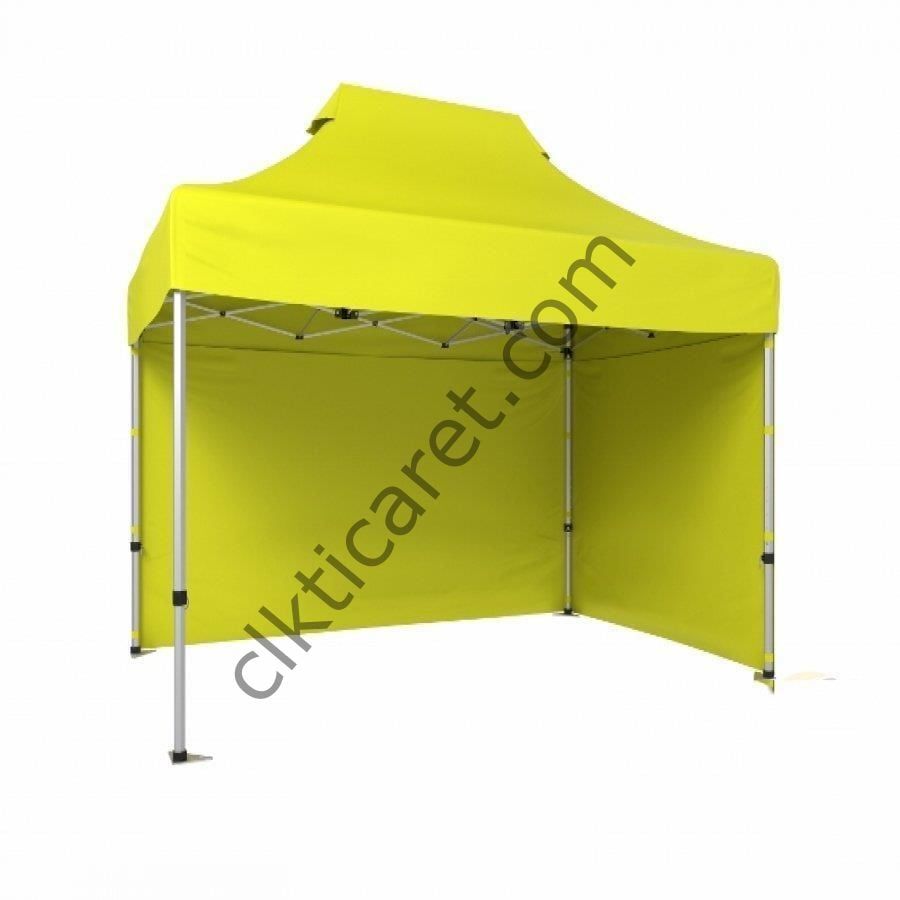 CLK 2x3 Katlanabilir Tente Gazebo Portatif Çadır 30 mm 2 Yan Kapalı Sarı
