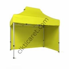 CLK 2x3 Katlanabilir Tente Gazebo Portatif Çadır 30 mm 2 Yan Kapalı Sarı