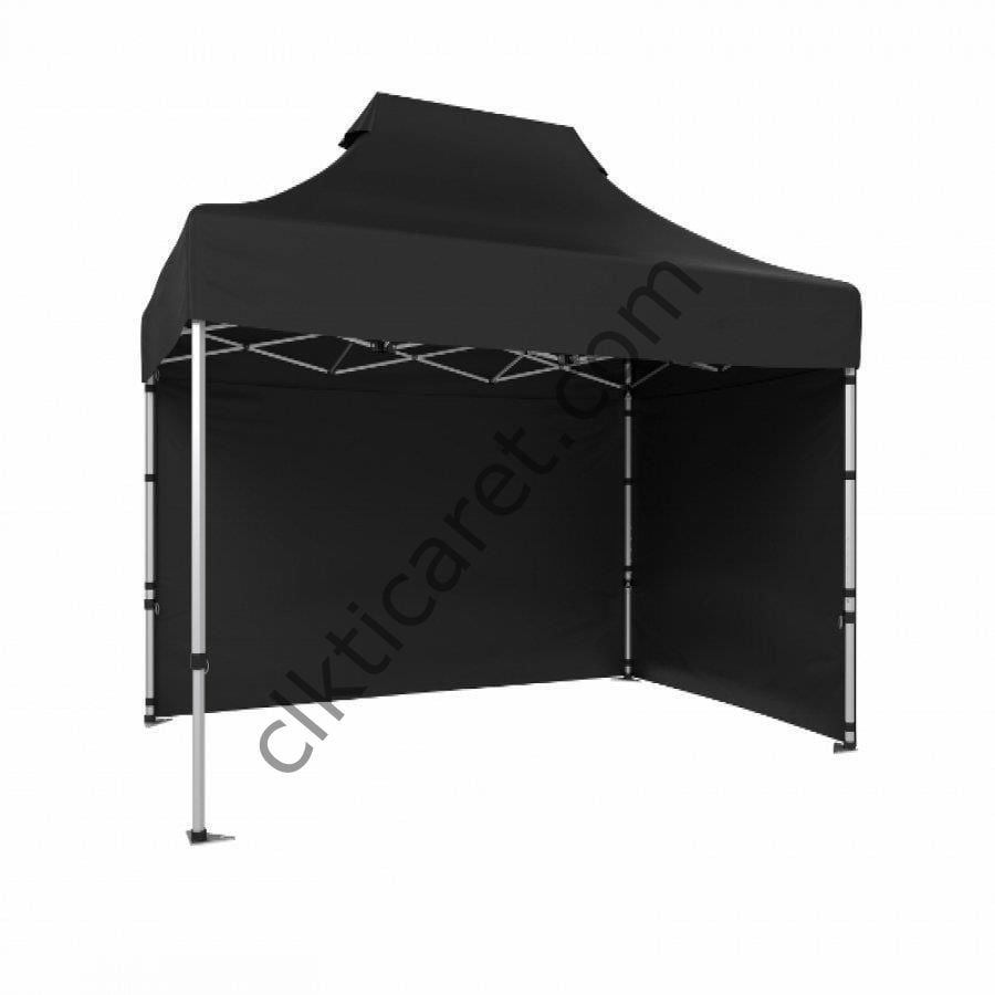 CLK 2x3 Katlanabilir Tente Gazebo Portatif Çadır 30 mm 2 Yan Kapalı Siyah