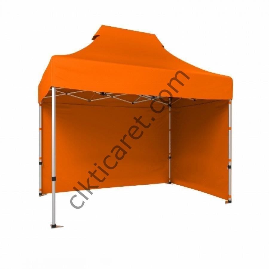 CLK 2x3 Katlanabilir Tente Gazebo Portatif Çadır 30 mm 2 Yan Kapalı Turuncu