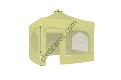 CLK 3x3 40 mm Katlanabilir Tente Gazebo Çadır Gazebo Çadır 2 Yan Pencereli 1 Yan Aksesuarsız 1 Yan Kapı ve Pencereli Krem