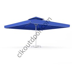 CLK 6x6 Metre Saçaklı LUX Model Krank Sistem Teleskopik Şemsiye Q90 Profil Gri - Metal Hareketli Ayak 8 Mermerli (100x100cm 430 kg)