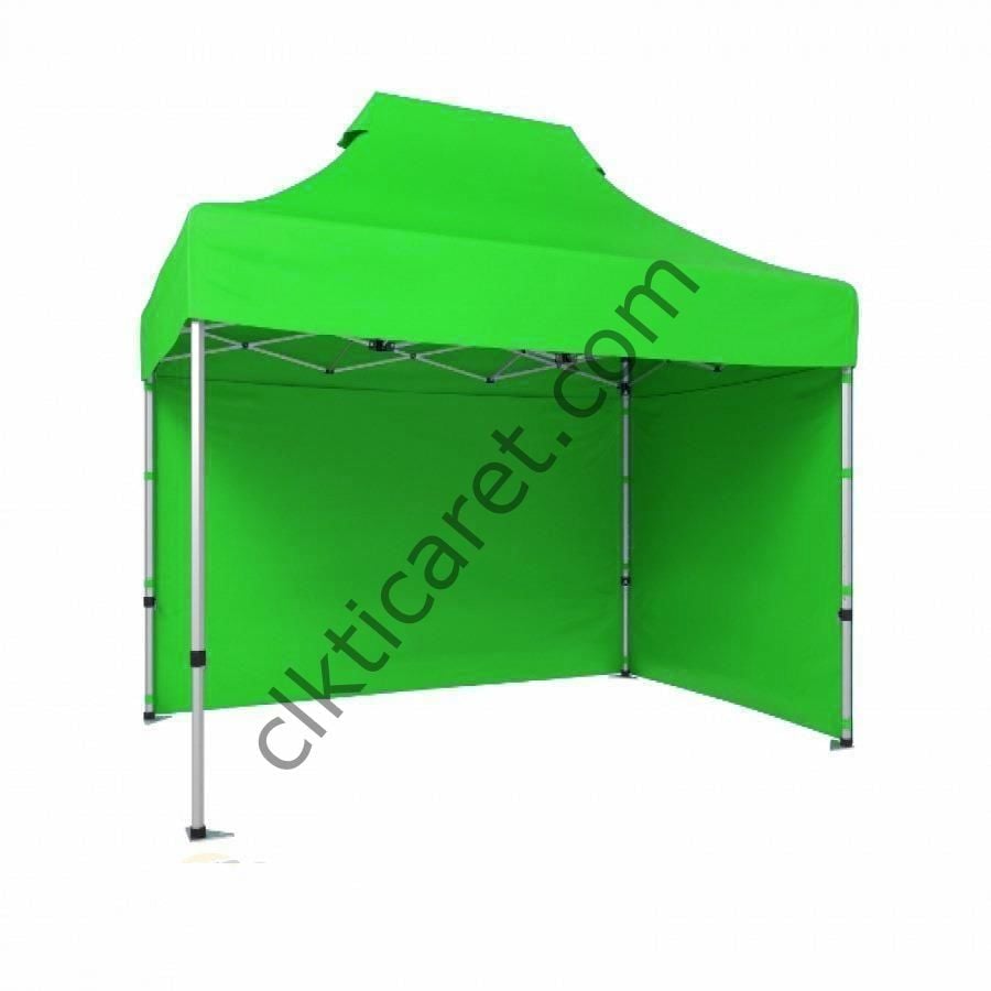 CLK 2x3 Katlanabilir Tente Gazebo Portatif Çadır 30 mm 2 Yan Kapalı Açık Yeşil