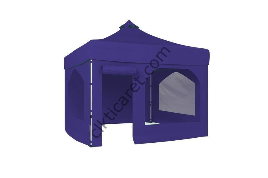 CLK 3x3 40 mm Katlanabilir Tente Gazebo Çadır Gazebo Çadır 2 Yan Pencereli 1 Yan Aksesuarsız 1 Yan Kapı ve Pencereli Lacivert