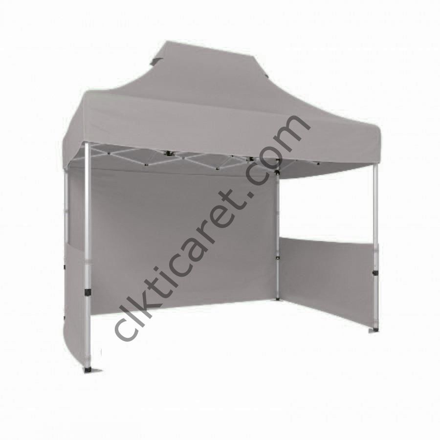 CLK 2x3 Katlanabilir Tente Gazebo Portatif Çadır 1 Tam Duvar 2 Yarım Duvar Açık Gri