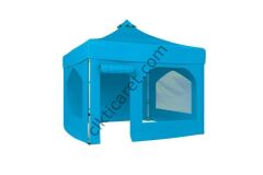 CLK 3x3 40 mm Katlanabilir Tente Gazebo Çadır Gazebo Çadır 2 Yan Pencereli 1 Yan Aksesuarsız 1 Yan Kapı ve Pencereli Açık Mavi (Turkuaz)
