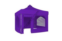 CLK 3x3 40 mm Katlanabilir Tente Gazebo Çadır Gazebo Çadır 2 Yan Pencereli 1 Yan Aksesuarsız 1 Yan Kapı ve Pencereli Mor