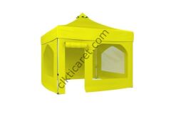 CLK 3x3 40 mm Katlanabilir Tente Gazebo Çadır Gazebo Çadır 2 Yan Pencereli 1 Yan Aksesuarsız 1 Yan Kapı ve Pencereli Sarı