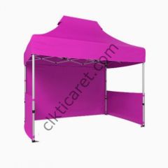CLK 2x3 Katlanabilir Tente Gazebo Portatif Çadır 1 Tam Duvar 2 Yarım Duvar Pembe
