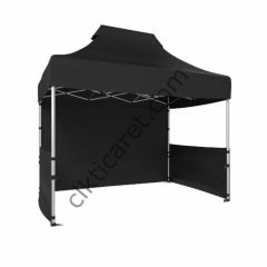 CLK 2x3 Katlanabilir Tente Gazebo Portatif Çadır 1 Tam Duvar 2 Yarım Duvar Siyah