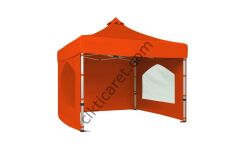 CLK 4x4 40 mm Katlanabilir Tente Gazebo Çadır Gazebo Çadır 3 Yan Duvarlı 2 Pencereli Turuncu