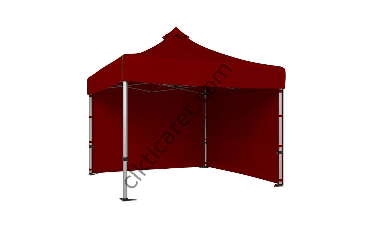 CLK 3x3 40 mm Katlanabilir Tente Gazebo Çadır Gazebo Çadır 2 Yan Kapalı Bordo