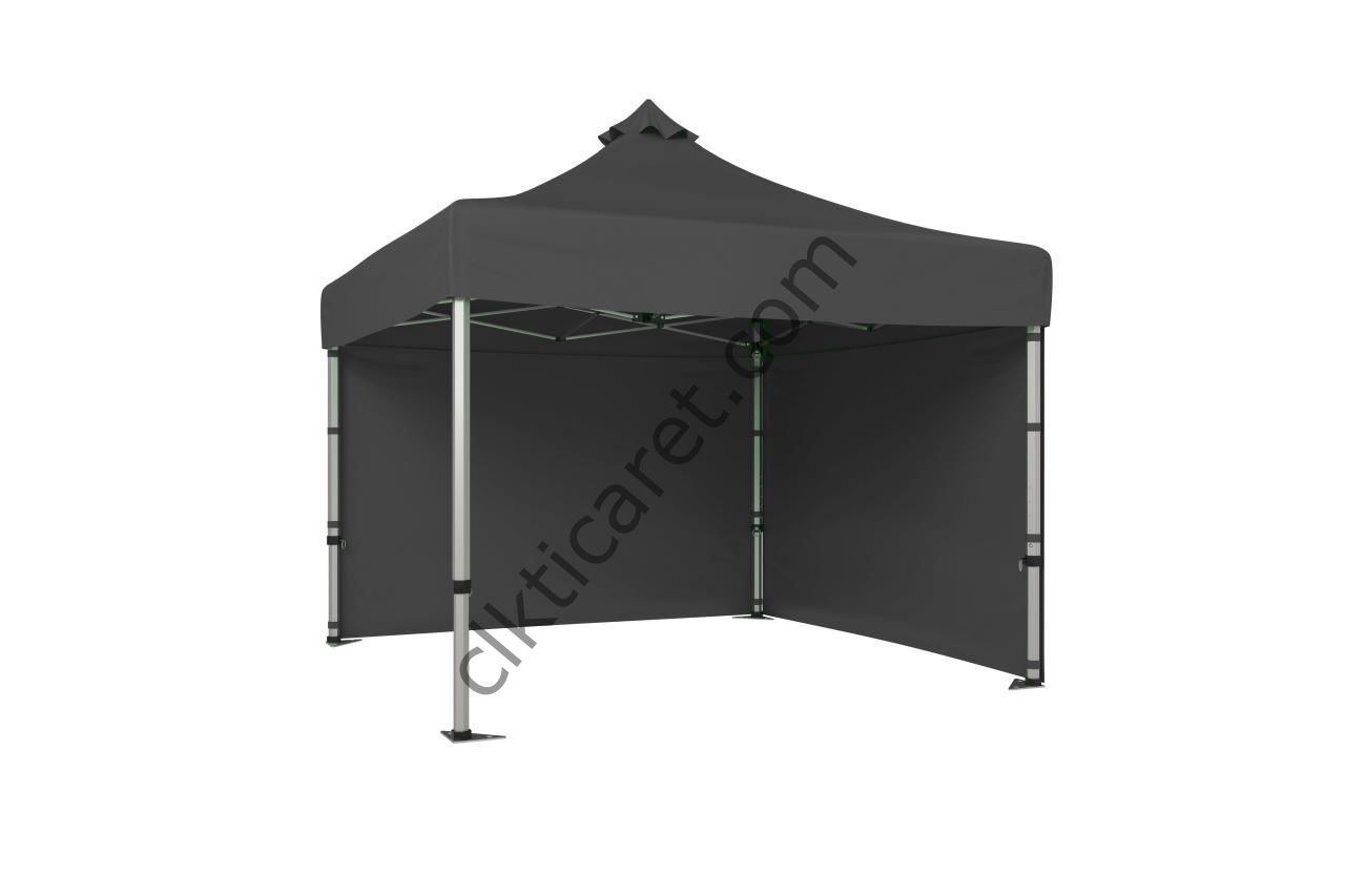 CLK 3x3 40 mm Katlanabilir Tente Gazebo Çadır Gazebo Çadır 2 Yan Kapalı Gri