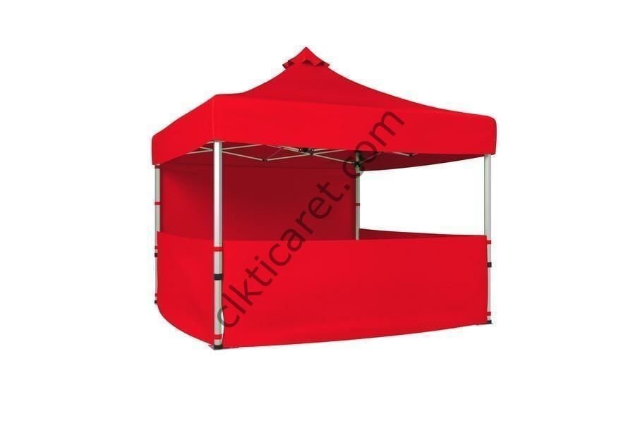 CLK 4x4 40 mm Katlanabilir Tente Gazebo Çadır Gazebo Çadır 1 Tam Duvar 3 Yarım Duvar Kırmızı