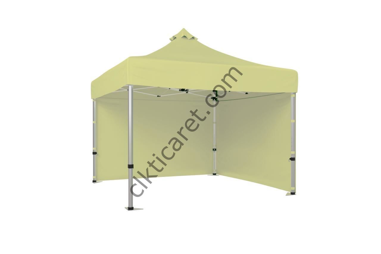 CLK 3x3 40 mm Katlanabilir Tente Gazebo Çadır Gazebo Çadır 2 Yan Kapalı Krem