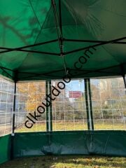 CLK 3x3 40mm Kısa Bagaj Boy 115 cm İskelet Profil Kış Bahçesi Karavan Çadırı Şeffaf Brandalı Gazebo Katlanır Çadır Portatif Tente