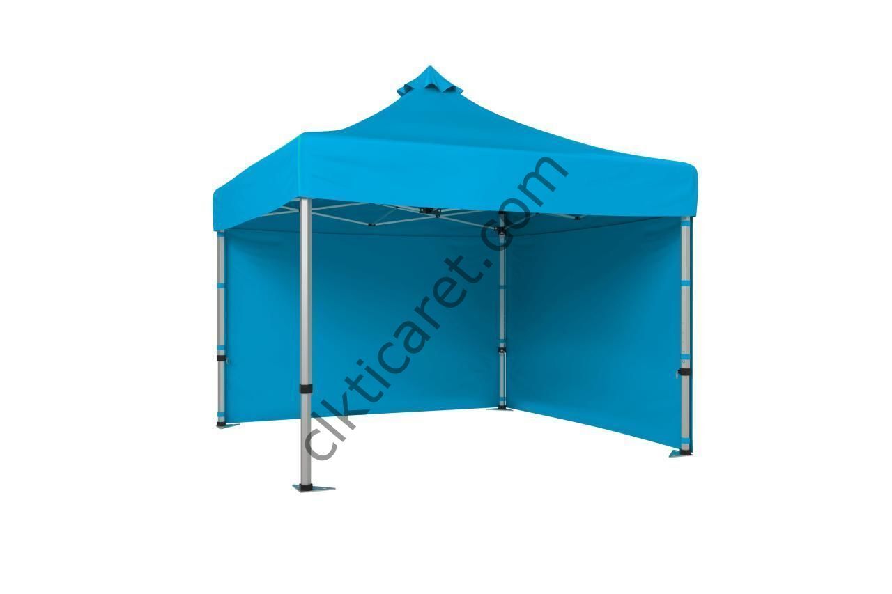 CLK 3x3 40 mm Katlanabilir Tente Gazebo Çadır Gazebo Çadır 2 Yan Kapalı Açık Mavi (Turkuaz)
