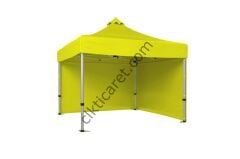CLK 3x3 40 mm Katlanabilir Tente Gazebo Çadır Gazebo Çadır 2 Yan Kapalı Sarı