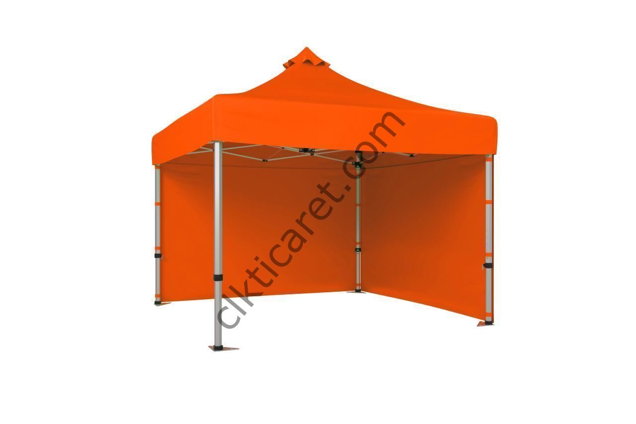 CLK 3x3 40 mm Katlanabilir Tente Gazebo Çadır Gazebo Çadır 2 Yan Kapalı Turuncu