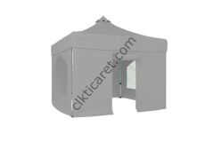 CLK 3x3 40 mm Katlanabilir Tente Gazebo Çadır Gazebo Çadır 2 Yan Pencereli 1 Yan Aksesuarsız 1 Yan Kapılı Açık Gri