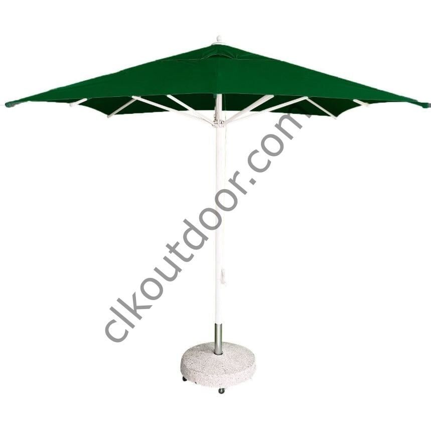 CLK 2x2 mt Mega Şemsiye Q50 Bahçe Cafe Otel Havuz Plaj Şemsiyeleri Benetton Yeşil - Metal Hareketli Ayak 4 Mermerli (60x60cm 80 kg)