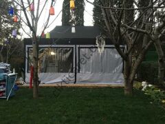 CLK 3x6 mt Karavan Çadırı Kış Bahçesi Eko 30 mm Çelik Profil Portatif Katlanabilir Tente Sök-Tak Alt Zemin Branda