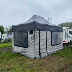 CLK 3x4,5 mt Eko 40mm Karavan Çadırı Portatif Katlanabilir Gazebo Tente Kış Bahçesi Sök-Tak Alt Zemin Branda