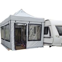 CLK 3x4,5 mt Eko 40mm Karavan Çadırı Portatif Katlanabilir Gazebo Tente Kış Bahçesi Sök-Tak Alt Zemin Branda