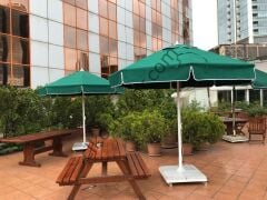 CLK 2 mt Mega Yuvarlak Şemsiye Q50 Bahçe Cafe Otel Plaj Havuz Şemsiyeleri Haki Askeri Yeşil - 70 lt Plastik Duba Bidon Ağırlık